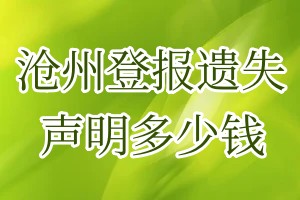 沧州登报遗失声明多少钱